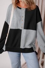 Load image into Gallery viewer, Color Block Half Button Long Sleeve Sweatshirt
