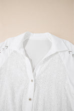 Load image into Gallery viewer, Embroidered Eyelet Collared Neck Long Sleeve Shirt
