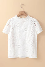 Load image into Gallery viewer, Eyelet Frill Short Sleeve Blouse
