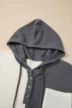 Load image into Gallery viewer, Waffle-Knit Two-Tone Long Sleeve Hoodie
