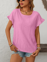 Load image into Gallery viewer, Mandy Eyelet Round Neck Short Sleeve Top
