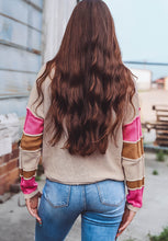 Load image into Gallery viewer, Color Block Round Neck Long Sleeve  Sweater
