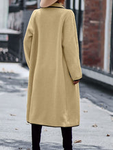 Load image into Gallery viewer, Full Size Contrast Trim Long Sleeve Coat with Pockets
