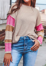 Load image into Gallery viewer, Color Block Round Neck Long Sleeve  Sweater
