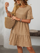 Load image into Gallery viewer, Mandy Ruffled Ruched Round Neck Half Sleeve Dress
