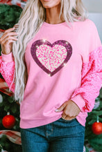 Load image into Gallery viewer, Valentine’s Day Sequin Heart Long Sleeve Sweatshirt
