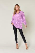 Load image into Gallery viewer, Double Take Full Size Printed Smocked Long Sleeve Blouse
