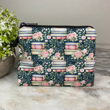 Load image into Gallery viewer, Mini Pouch - Book Stack Roses Teal
