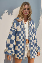 Load image into Gallery viewer, Double Take Full Size Open Front Checkered Drop Shoulder Cardigan
