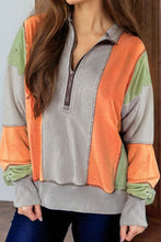 Load image into Gallery viewer, Full Size Exposed Seam Color Block Long Sleeve Sweatshirt
