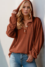 Load image into Gallery viewer, Double Take Full Size Half Button Long Sleeve Hoodie
