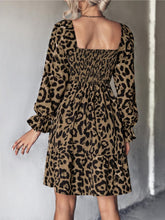 Load image into Gallery viewer, Leopard Smocked Flounce Sleeve Mini Dress
