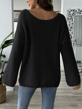 Load image into Gallery viewer, Bow Boat Neck Long Sleeve Sweater
