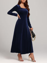 Load image into Gallery viewer, Square Neck Long Sleeve Velvet Dress
