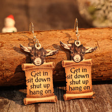 Load image into Gallery viewer, Donkey Letter Wooden Dangle Earrings
