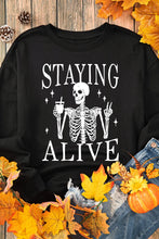 Load image into Gallery viewer, Skull Graphic Round Neck Long Sleeve Sweatshirt
