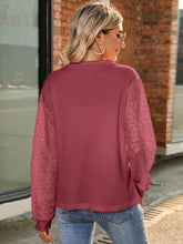 Load image into Gallery viewer, Full Size Round Neck Lace Long Sleeve T-Shirt Plus Size
