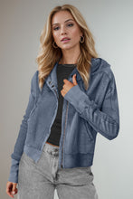 Load image into Gallery viewer, Double Take Waffle-Knit Zip Up Long Sleeve Hooded Jacket

