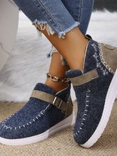 Load image into Gallery viewer, Contrast Round Toe Buckle Sneakers
