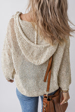 Load image into Gallery viewer, Openwork Dropped Shoulder Hooded Knit Top
