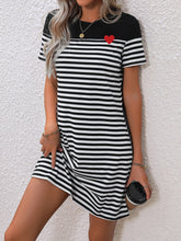 Load image into Gallery viewer, Striped Round Neck Short Sleeve Mini Tee Dress
