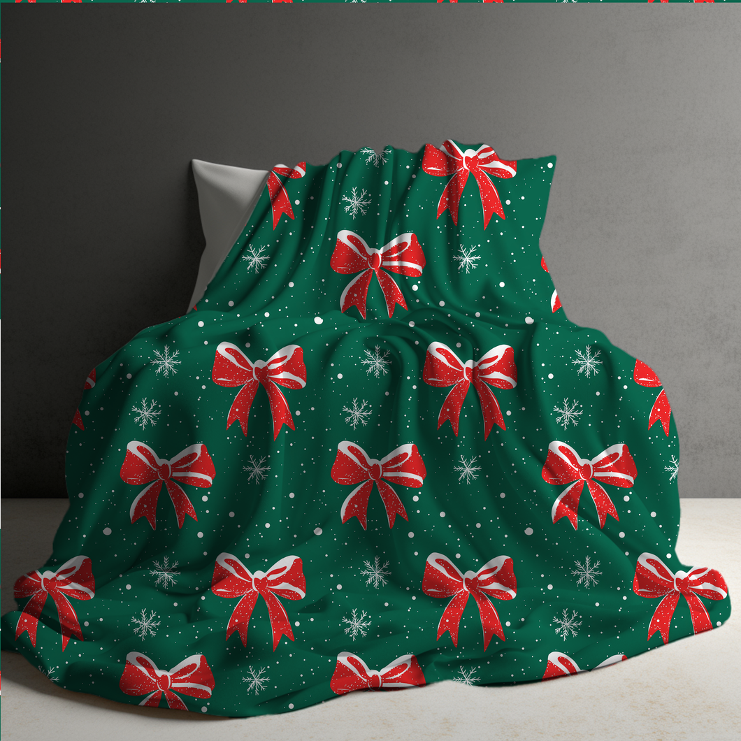 Blanket - Christmas - Green Bow - PREORDER ENDS 10/10