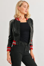 Load image into Gallery viewer, Comme PU Leather Baseball Collar Long Sleeve Jacket
