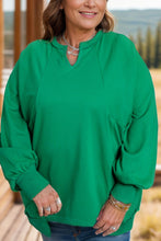 Load image into Gallery viewer, Plus Size Cutout Hem Notched Long Sleeve Sweatshirt
