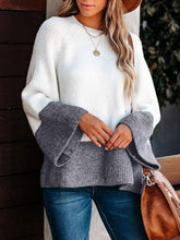 Load image into Gallery viewer, Contrast Round Neck Long Sleeve Sweater
