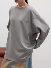 Load image into Gallery viewer, Round Neck Dropped Shoulder Long Sleeve T-Shirt
