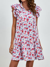 Load image into Gallery viewer, Tied Floral Cap Sleeve Mini Dress
