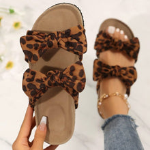 Load image into Gallery viewer, Leopard Double Bow Open Toe Sandals
