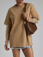 Load image into Gallery viewer, Faux Layered Round Neck Mesh Sleeve Top
