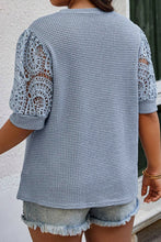 Load image into Gallery viewer, Plus Size Openwork Round Neck Half Sleeve Blouse
