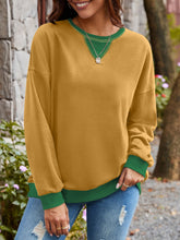 Load image into Gallery viewer, Contrast Round Neck Long Sleeve Sweatshirt

