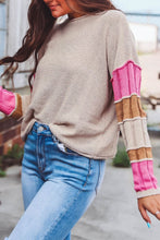 Load image into Gallery viewer, Color Block Round Neck Long Sleeve  Sweater
