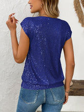 Load image into Gallery viewer, Sequin V-Neck Cap Sleeve Top
