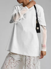 Load image into Gallery viewer, Faux Layered Round Neck Mesh Sleeve Top
