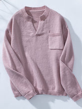 Load image into Gallery viewer, Pocketed Notched Long Sleeve Knit Top
