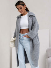 Load image into Gallery viewer, Pocketed Collared Neck Dropped Shoulder Cardigan
