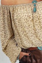 Load image into Gallery viewer, Leopard Off-Shoulder Long Sleeve Blouse
