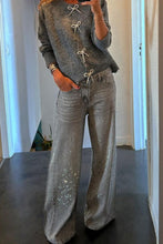 Load image into Gallery viewer, Bow Round Neck Long Sleeve Cardigan
