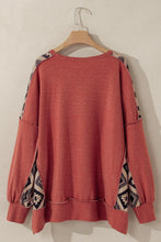 Load image into Gallery viewer, Plus Size Geometric Round Neck Long Sleeve Sweatshirt
