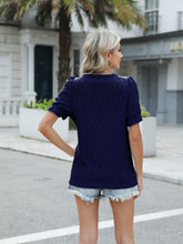 Load image into Gallery viewer, Textured Notched Short Sleeve Blouse
