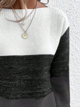 Load image into Gallery viewer, Color Block Boat Neck Sweater
