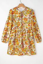 Load image into Gallery viewer, Printed Tie Neck Balloon Sleeve Mini Dress
