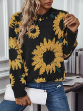 Load image into Gallery viewer, Sunflower Round Neck Long Sleeve Sweater
