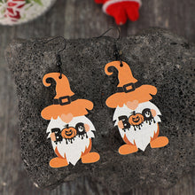 Load image into Gallery viewer, Wooden Dwarfs Pumpkin Dangle Earrings
