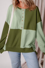 Load image into Gallery viewer, Color Block Half Button Long Sleeve Sweatshirt
