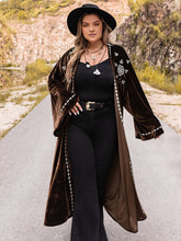 Load image into Gallery viewer, Plus Size Embroidery Open Front Long Sleeve Cardigan
